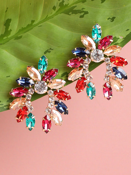 Multi Colour Stones Stud Earrings