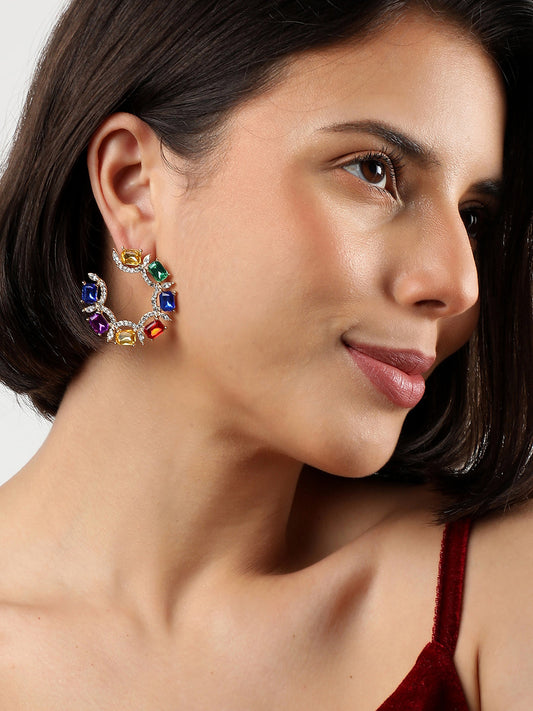 Multi Colour Stones Stud Earrings