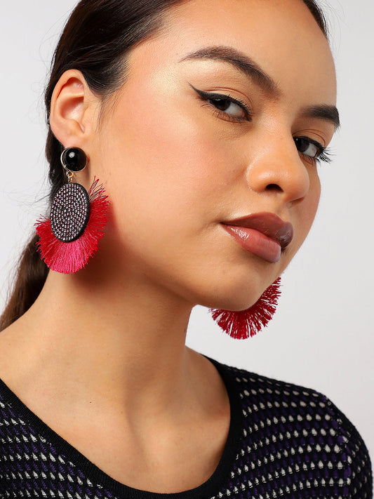 Pink & Black Tassle Earrings