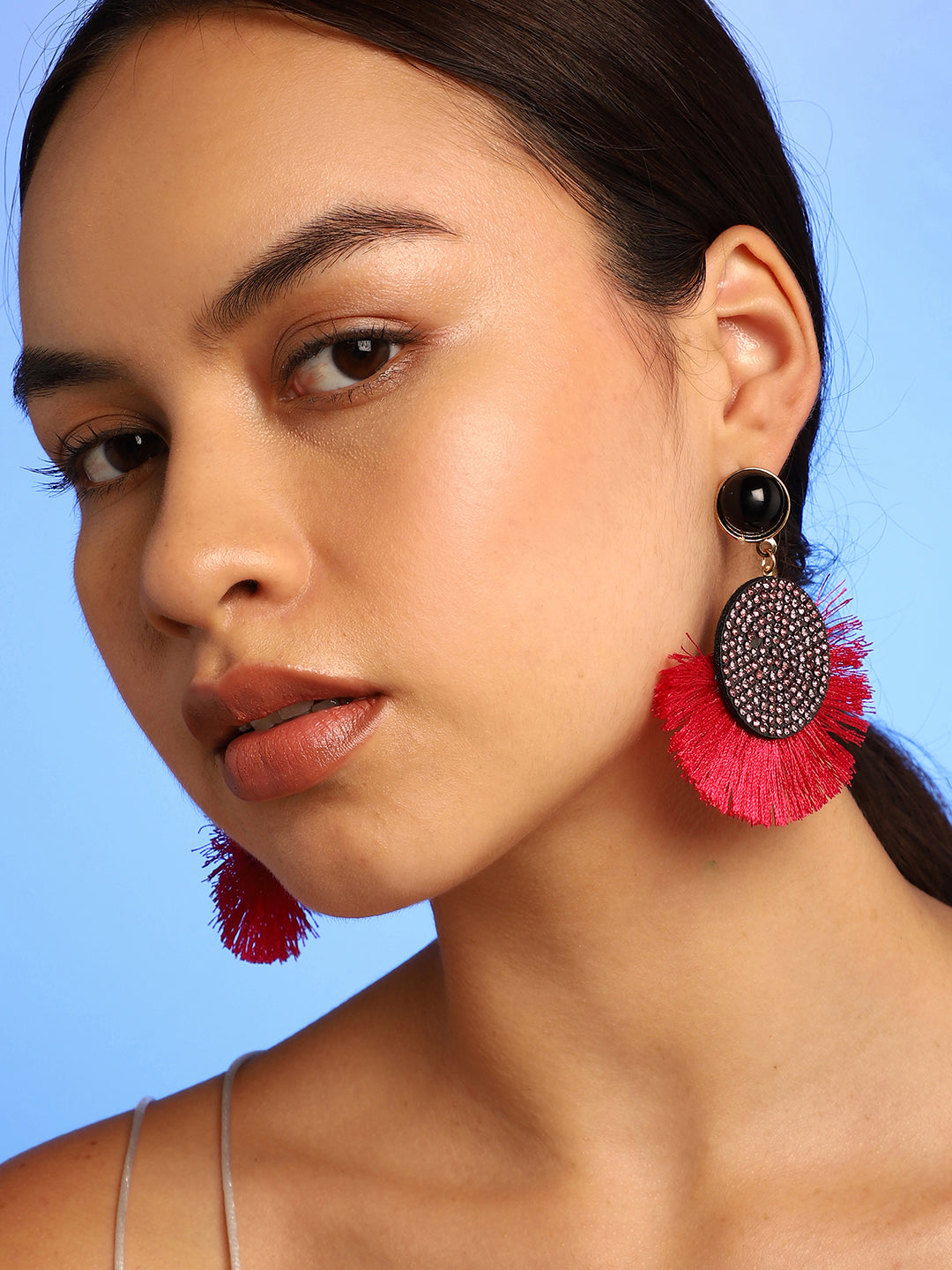 Pink & Black Tassle Earrings