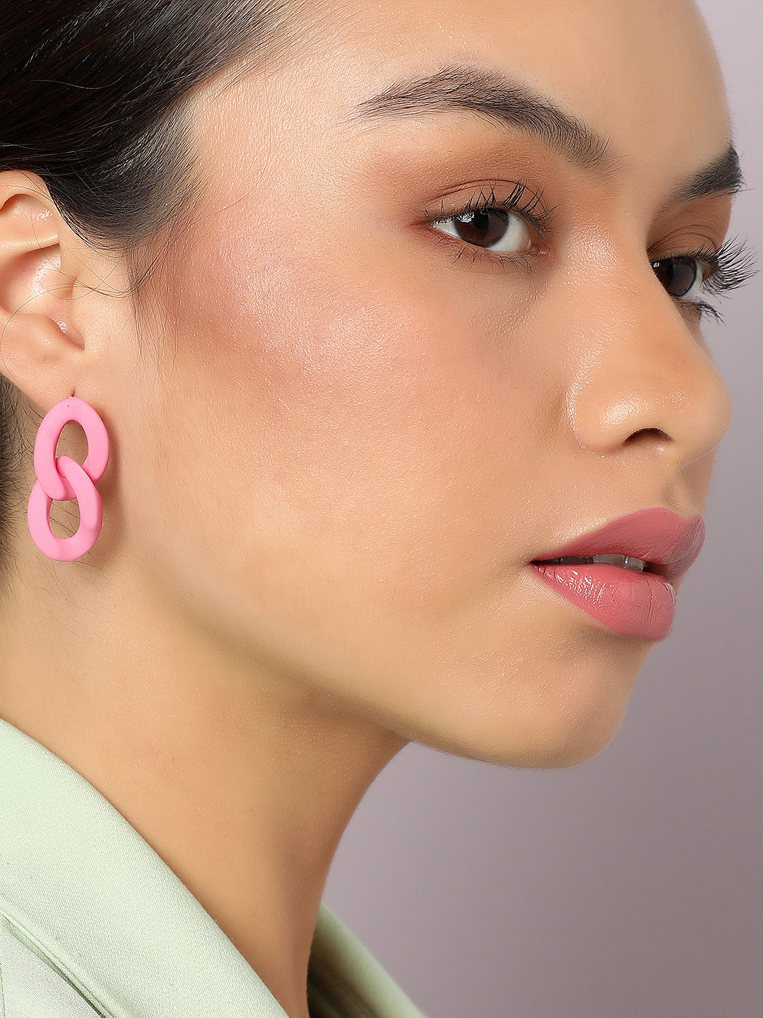 SOHI PINK LINK EARRINGS