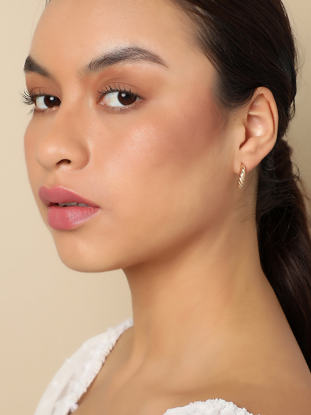 SOHI PINK AND GOLD PACK OF 6 HOOP & STUD EARRINGS