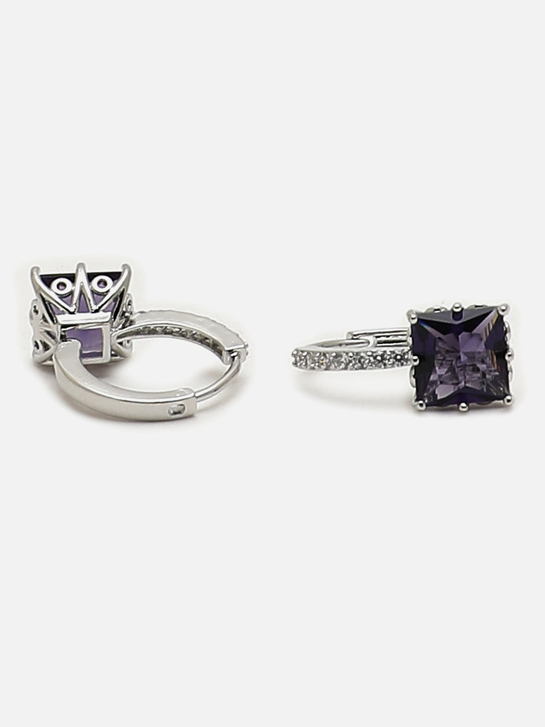 SOHI PURPLE STONE AMERICAN DIAMOND EARRINGS