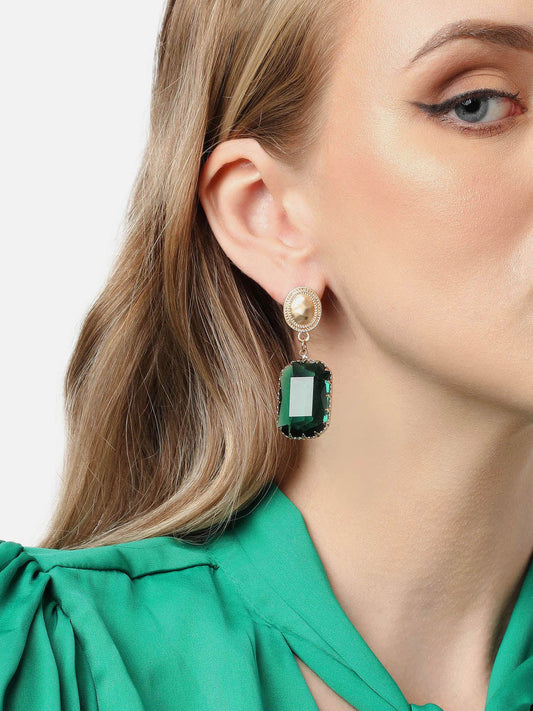 Gold Plated Party Designer Stone Drop Earring For Women