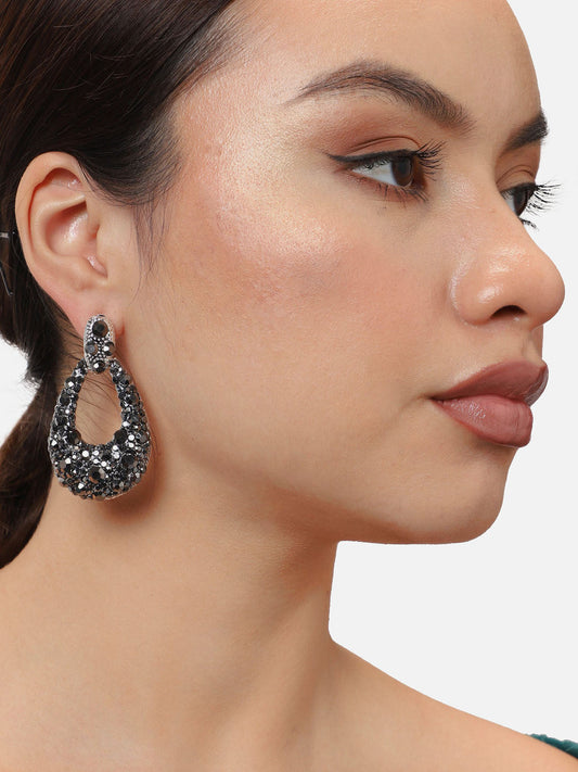 Silver Plated Party Designer Stone Drop Earring For Women