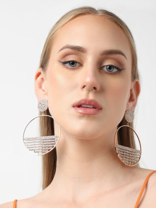 Gold Plated Party Designer Stone Drop Earring For Women