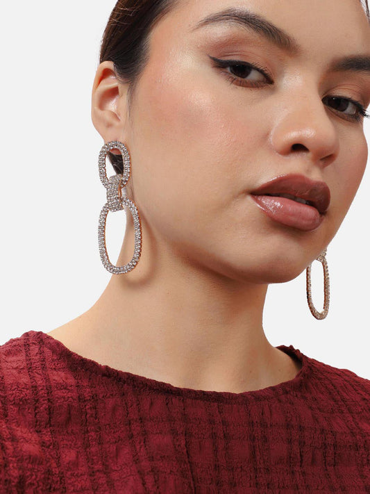 Gold Plated Party Designer Stone Drop Earring For Women
