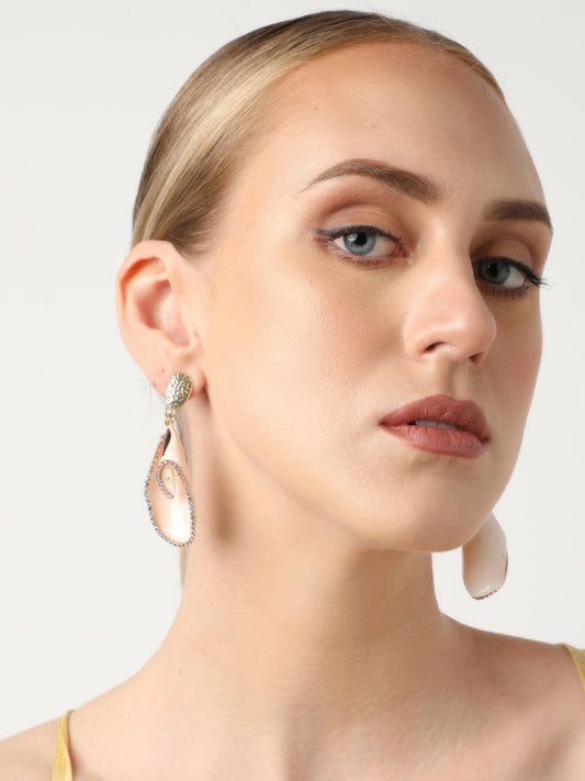 Gold Plated Party Designer Stone Drop Earring For Women