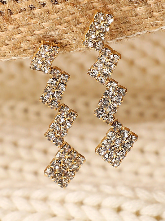 Gold Plated Party Designer Stone Drop Earring For Women