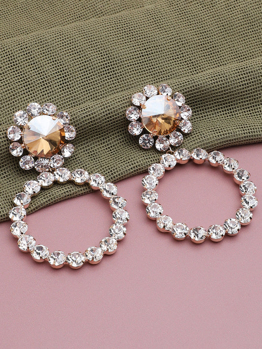 Gold Plated Party Designer Stone Drop Earring For Women