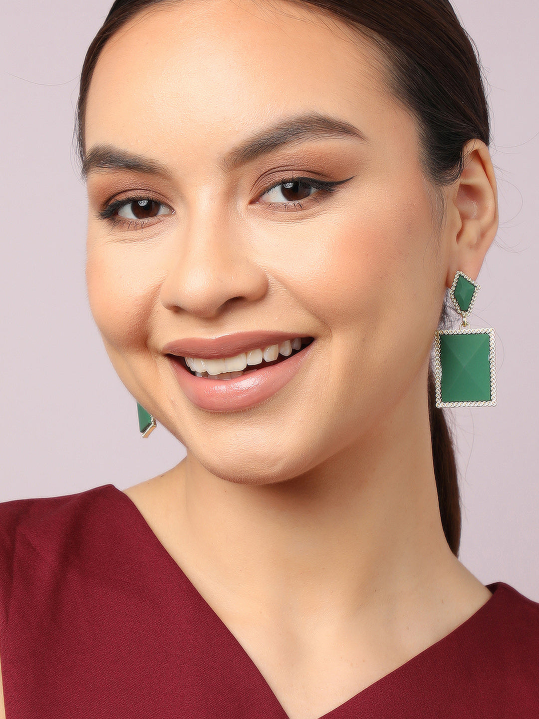 Gold Plated Party Designer Stone Drop Earring For Women