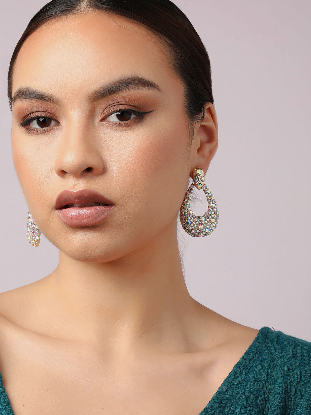 Gold Plated Party Designer Stone Drop Earring For Women