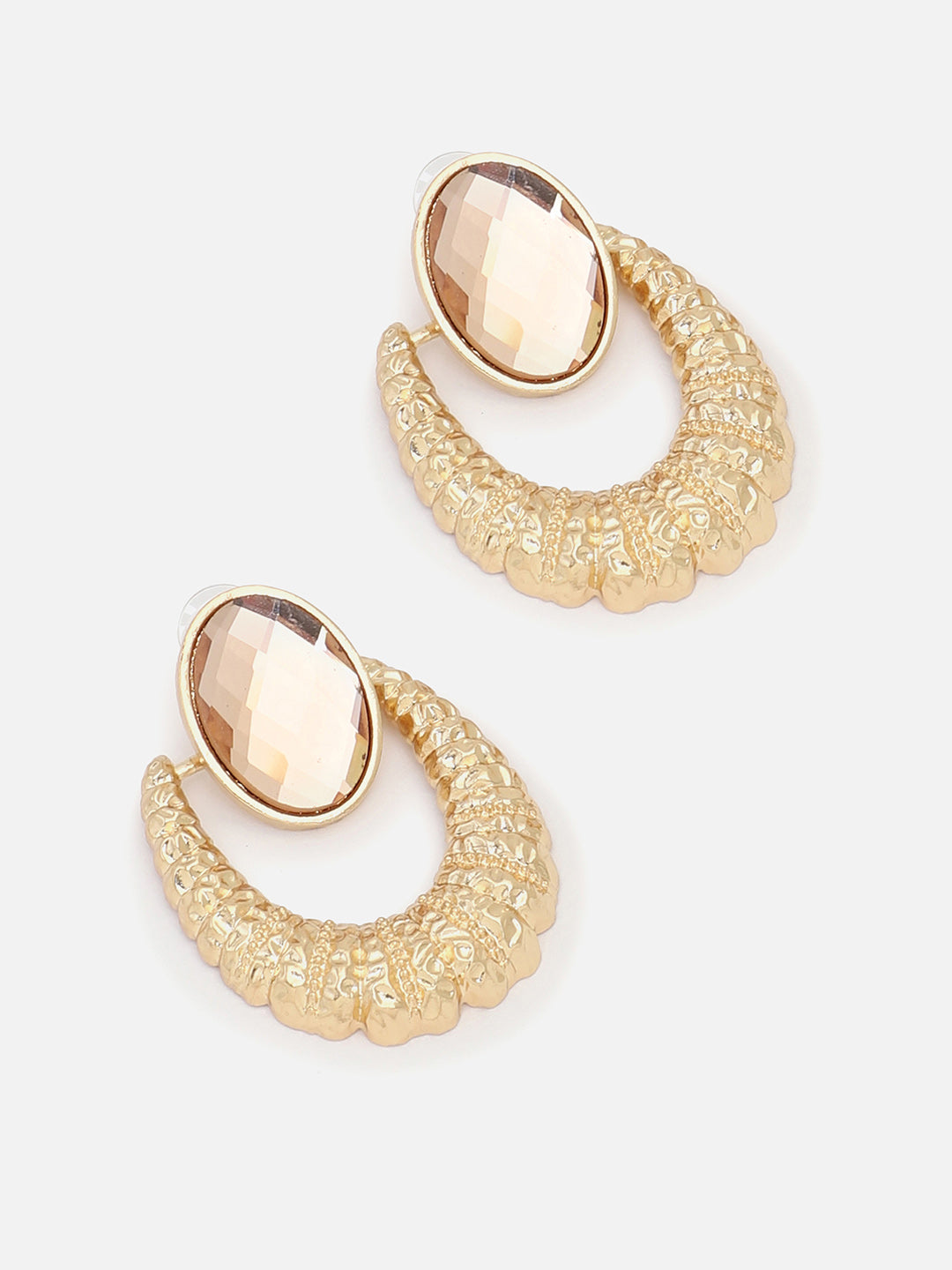 Gold Plated Party Designer Stone Drop Earring For Women