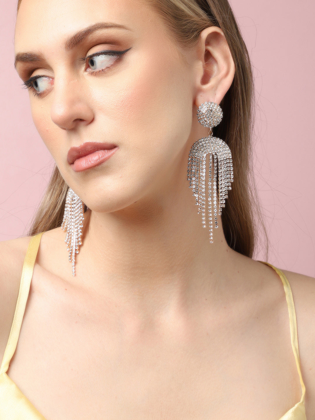 Silver Plated Party Designer Stone Drop Earring For Women