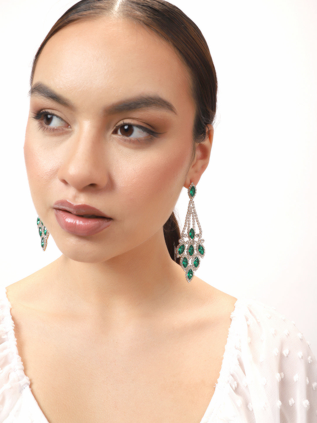 Gold Plated Party Designer Stone Drop Earring For Women