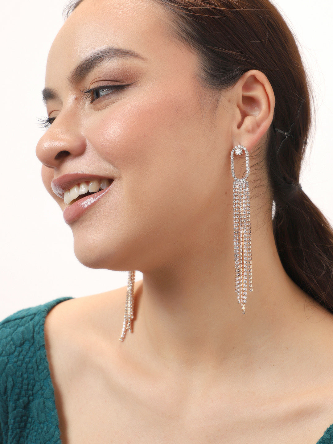 Gold Plated Party Designer Stone Drop Earring For Women