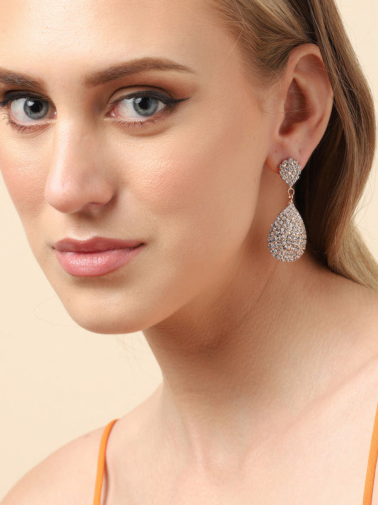Gold Plated Party Designer Stone Drop Earring For Women
