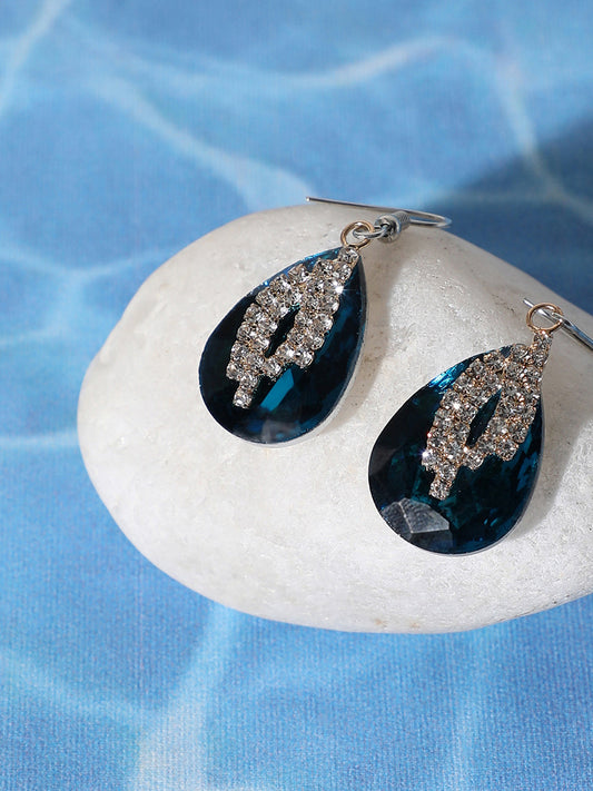 Gold Plated Party Designer Stone Drop Earring For Women