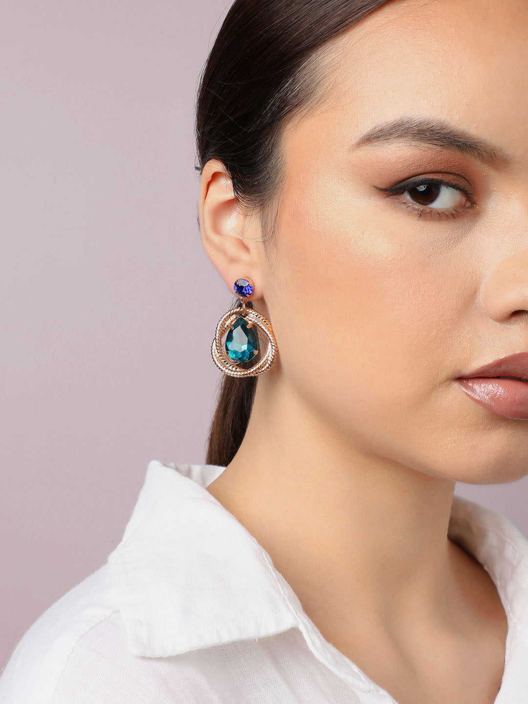 Gold Plated Party Designer Stone Drop Earring For Women