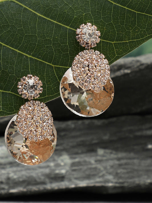 Gold Plated Party Designer Stone Drop Earring For Women