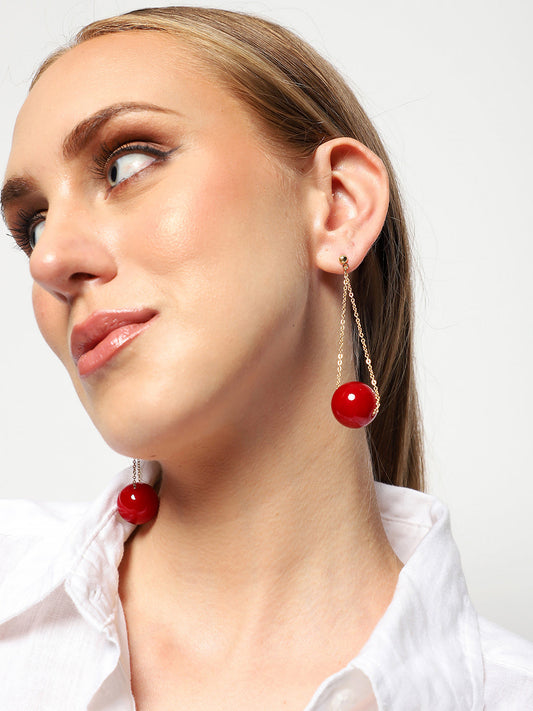 Gold Plated Party Beaded Drop Earring For Women