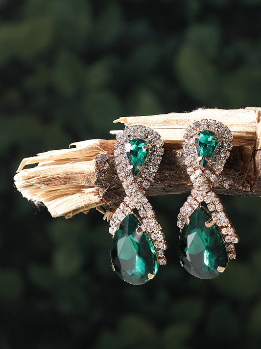 Gold Plated Party Designer Stone Drop Earring For Women