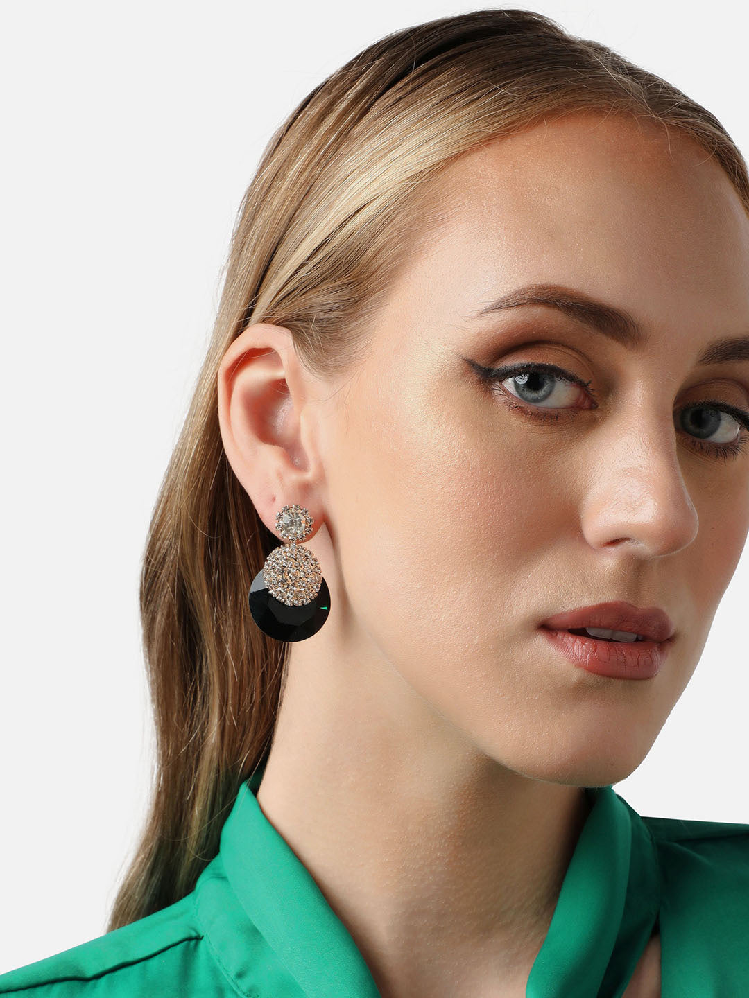 Gold Plated Party Designer Stone Drop Earring For Women
