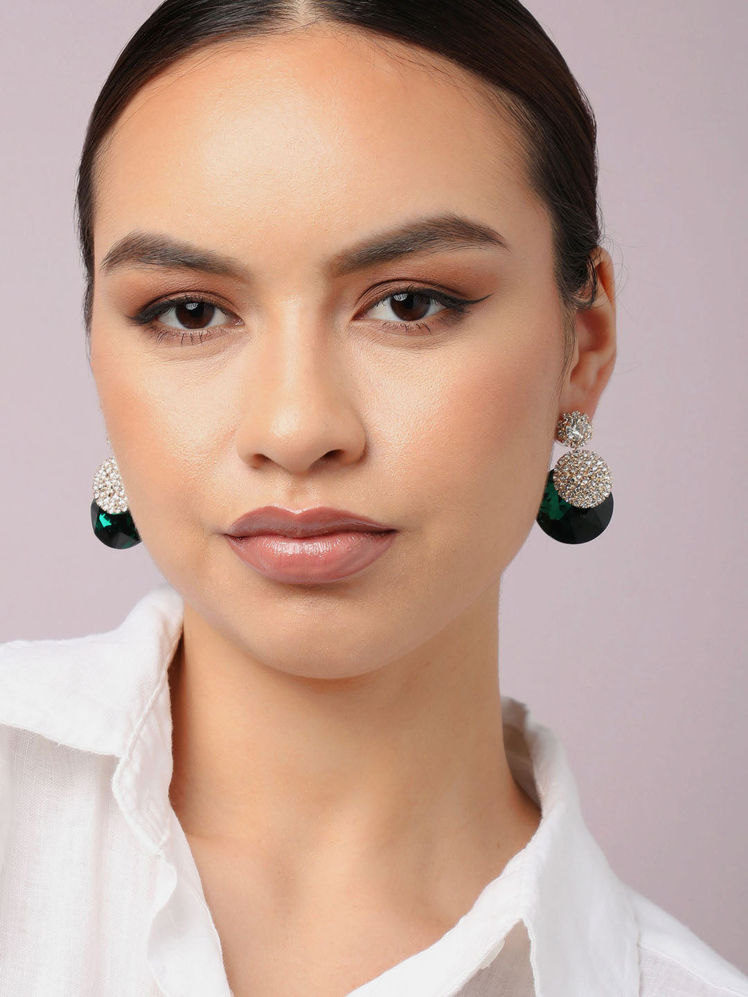 Gold Plated Party Designer Stone Drop Earring For Women