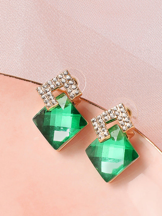 Gold Plated Party Designer Stone Drop Earring For Women