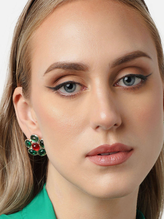 Gold Plated Party Designer Stone Stud For Women