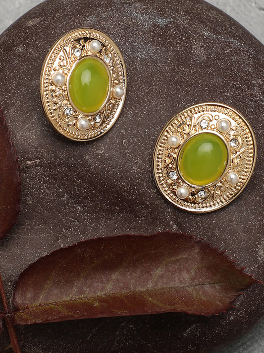 Gold Plated Party Designer Stone Stud For Women