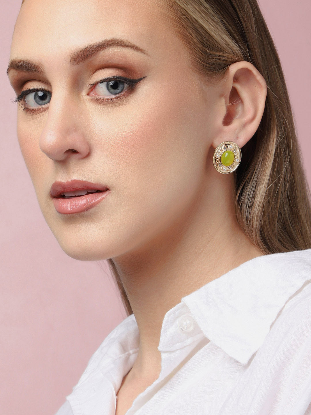 Gold Plated Party Designer Stone Stud For Women