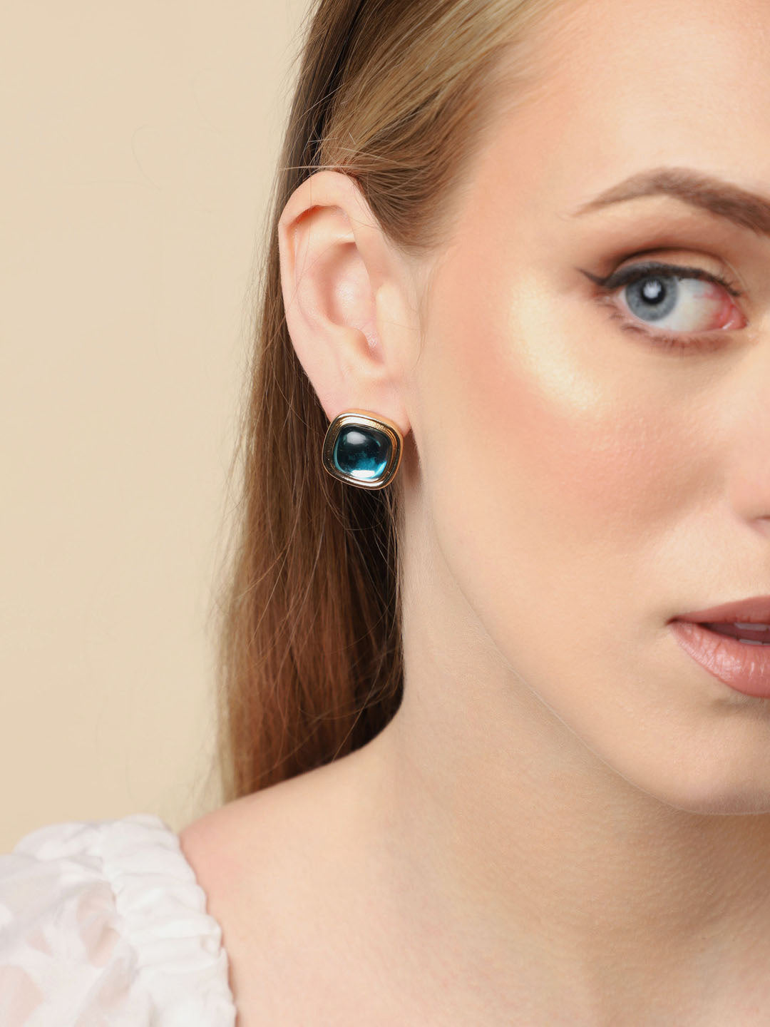 Gold Plated Party Designer Stone Stud For Women