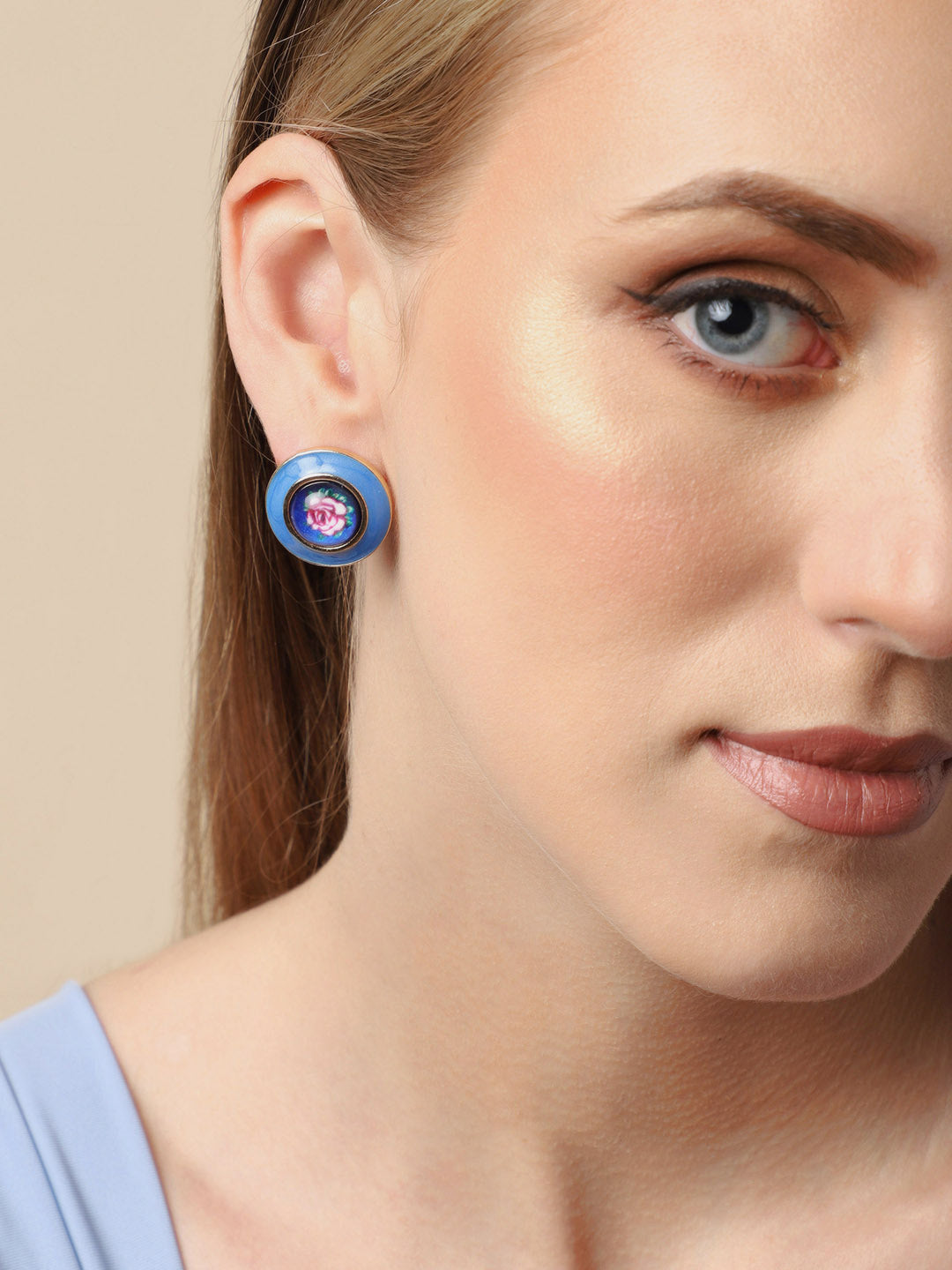 Gold Plated Party Designer Stone Stud For Women