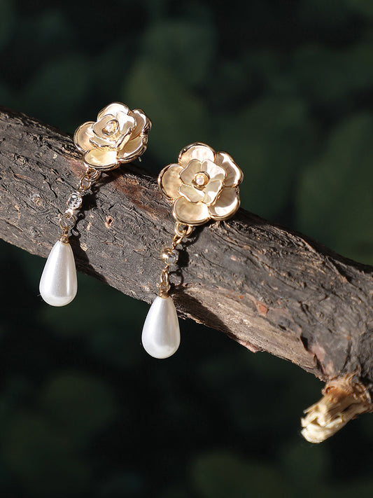 Gold Plated Party Pearls Drop Earring For Women