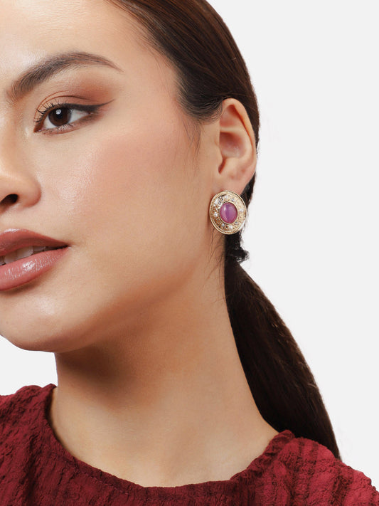 Gold Plated Party Designer Stone Stud For Women