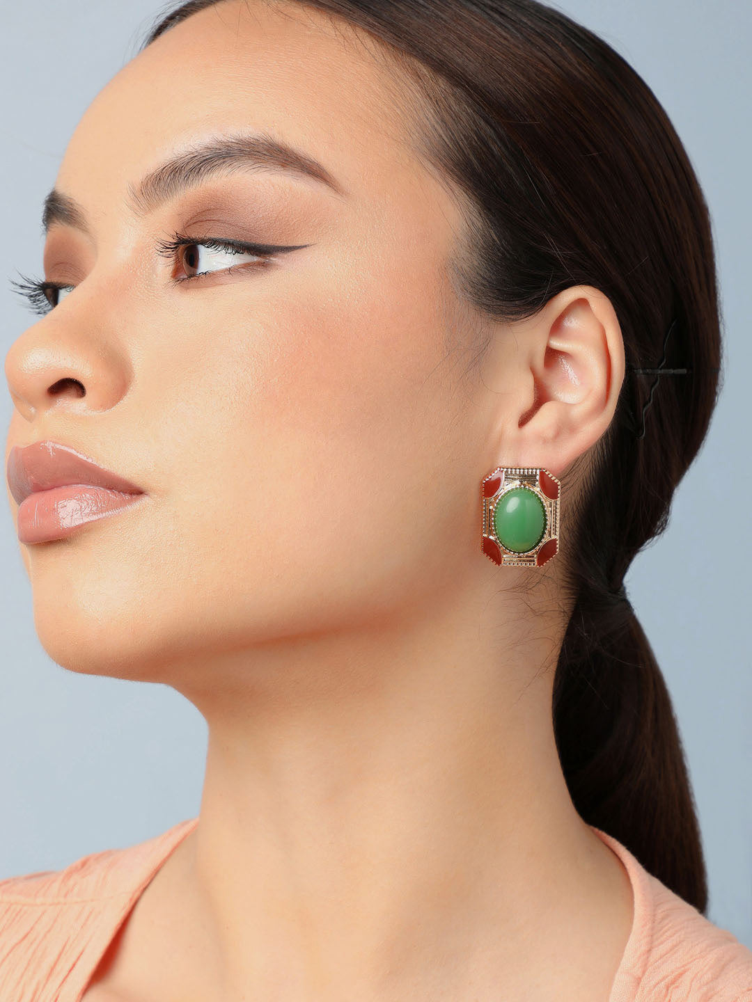 Gold Plated Party Designer Stone Stud For Women