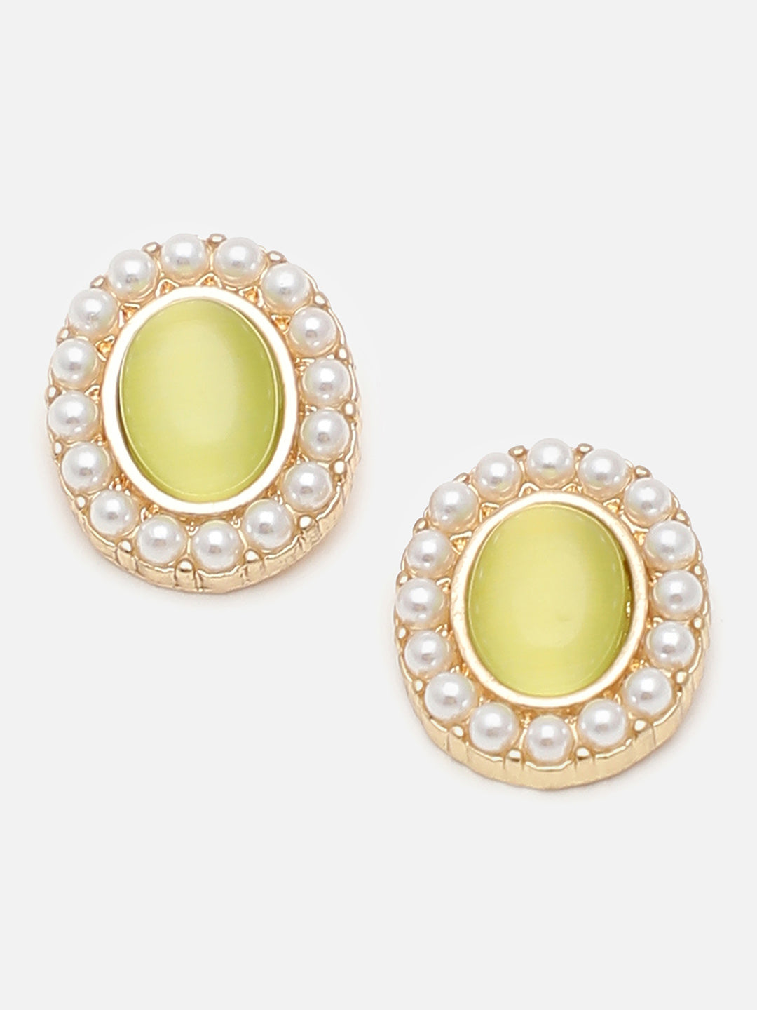 Gold Plated Party Designer Stone and Pearls Stud For Women