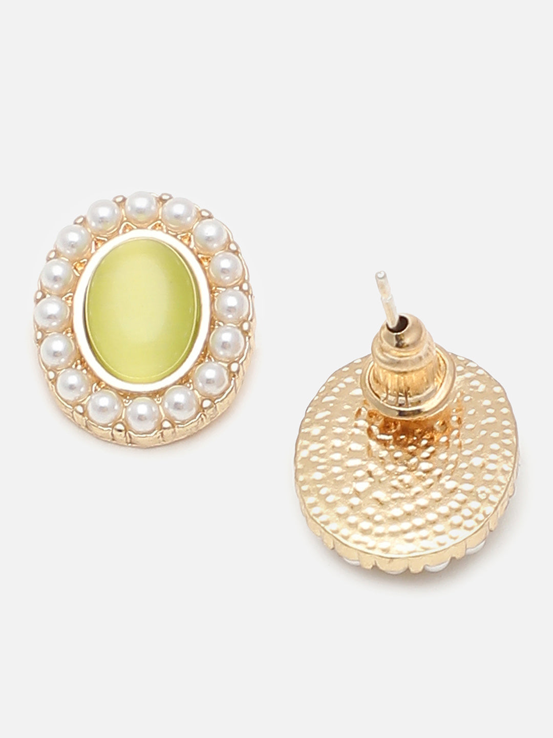 Gold Plated Party Designer Stone and Pearls Stud For Women