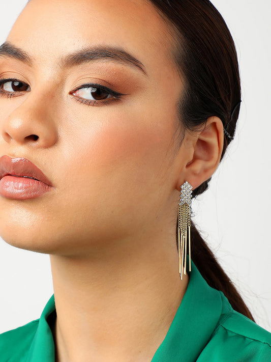 Gold Plated Party Designer Stone Drop Earring For Women