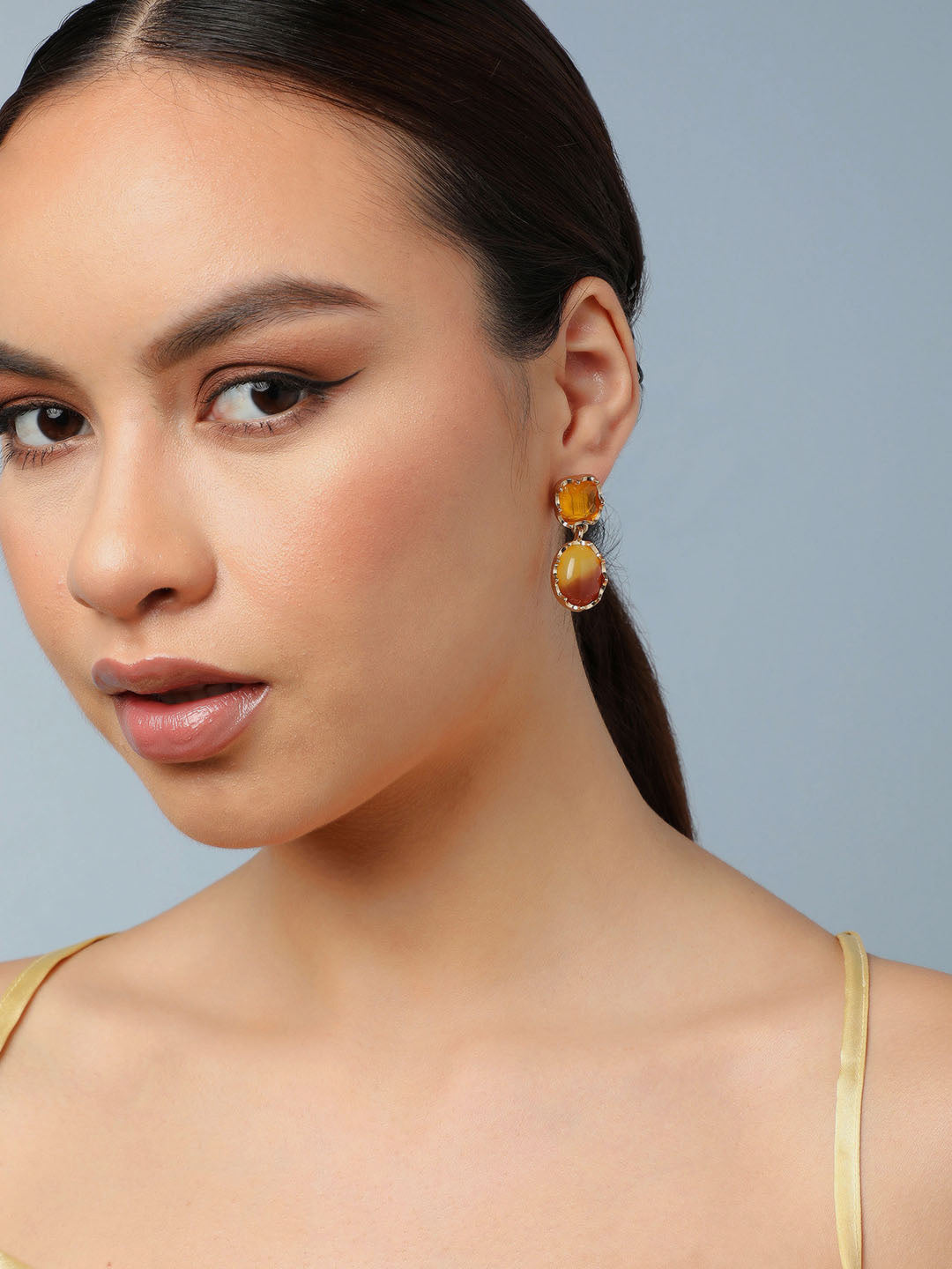 Gold Plated Party Designer Stone Drop Earring For Women