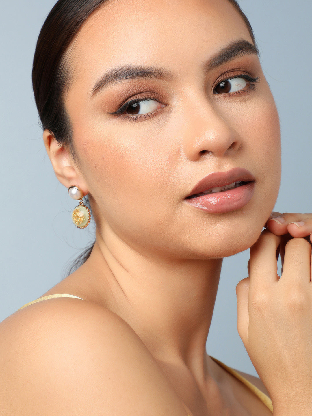 Gold Plated Party Designer Stone Drop Earring For Women
