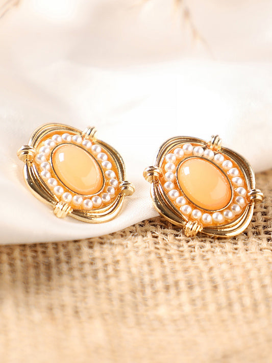 Gold Plated Party Designer Stone Stud For Women