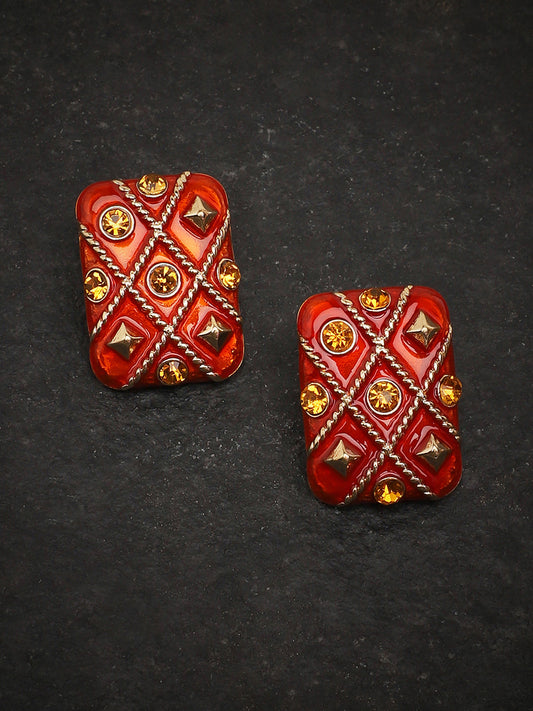 Gold Plated Party Designer Stone Stud For Women