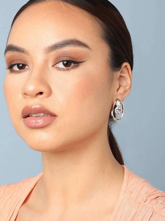 Gold Plated Party Pearls Drop Earring For Women