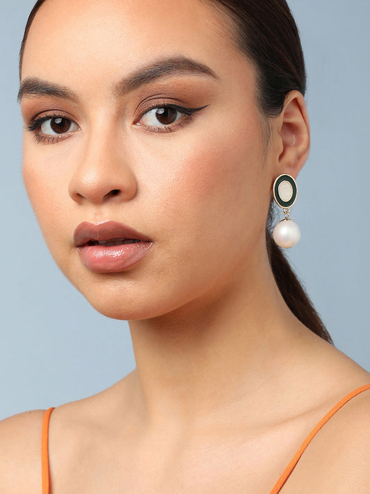 Gold Plated Party Pearls Drop Earring For Women