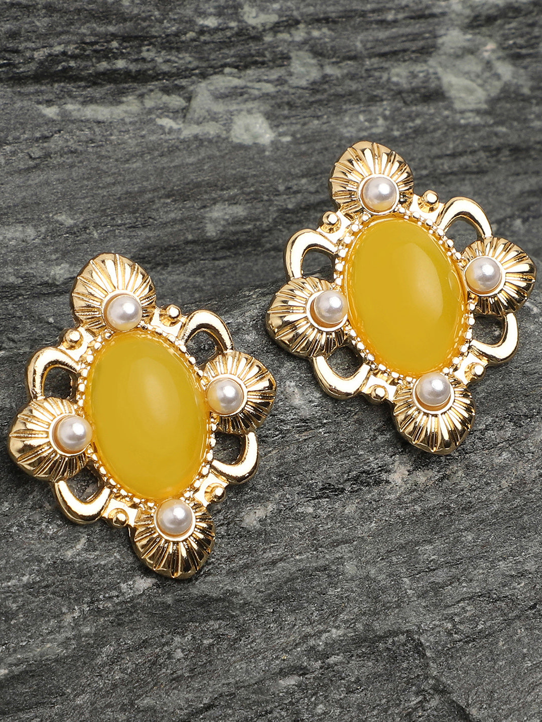 Gold Plated Party Designer Stone Stud For Women