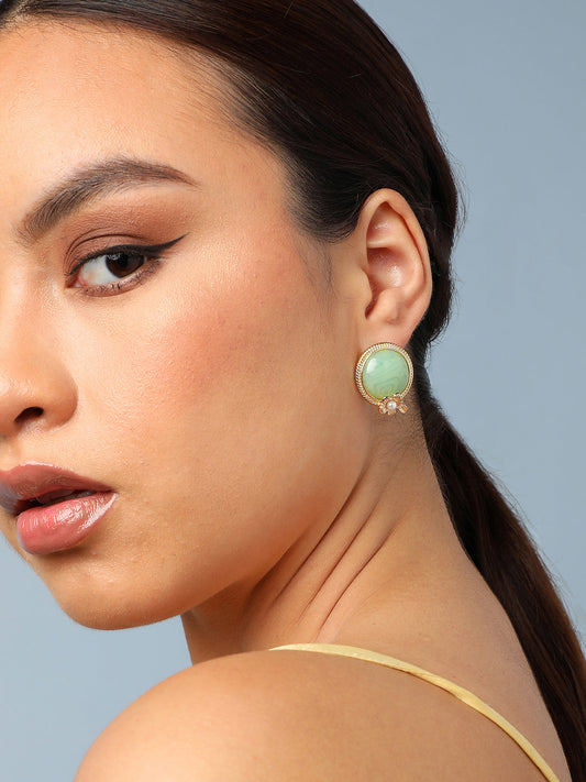 Gold Plated Party Designer Stone Stud For Women