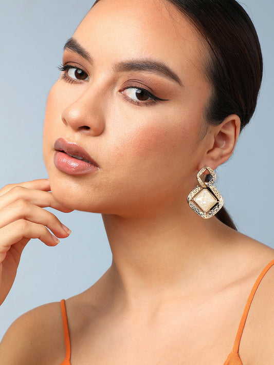 Gold Plated Party Designer Stone Drop Earring For Women