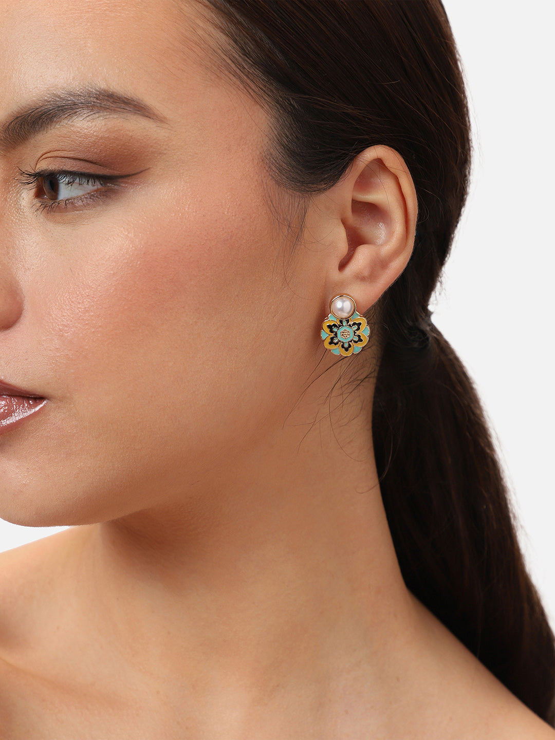 Gold Plated Party Designer Stone Drop Earring For Women